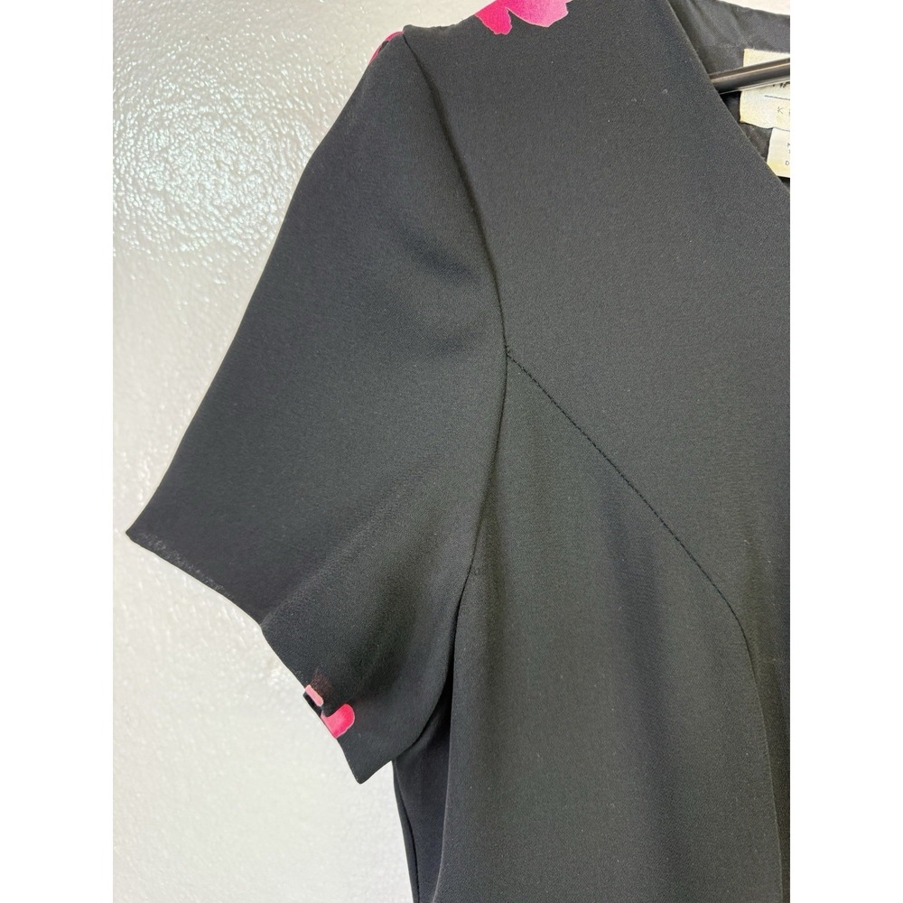 Maggie London Dress Sz 12 Black Floral Print Fit & Flare Lined Zip Up Padded - Picture 6 of 9